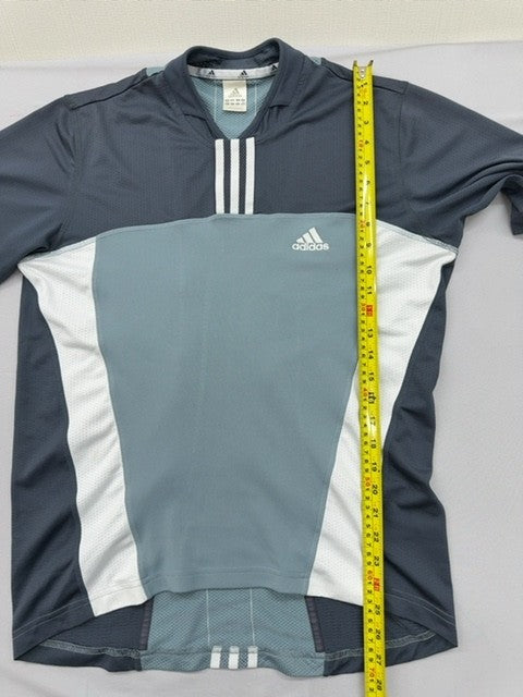 Adidas Men's Cycling Jersey Short Sleeve V-Neck Navy Stripes L