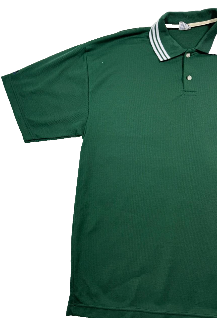 Fila Green Cotton Polo Shirt With White And Navy Striped Collar - Size L