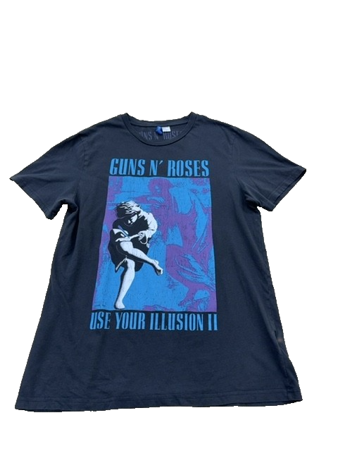 H&M Men's Black Rock Band Graphic T-Shirt Size S Vintage 1991