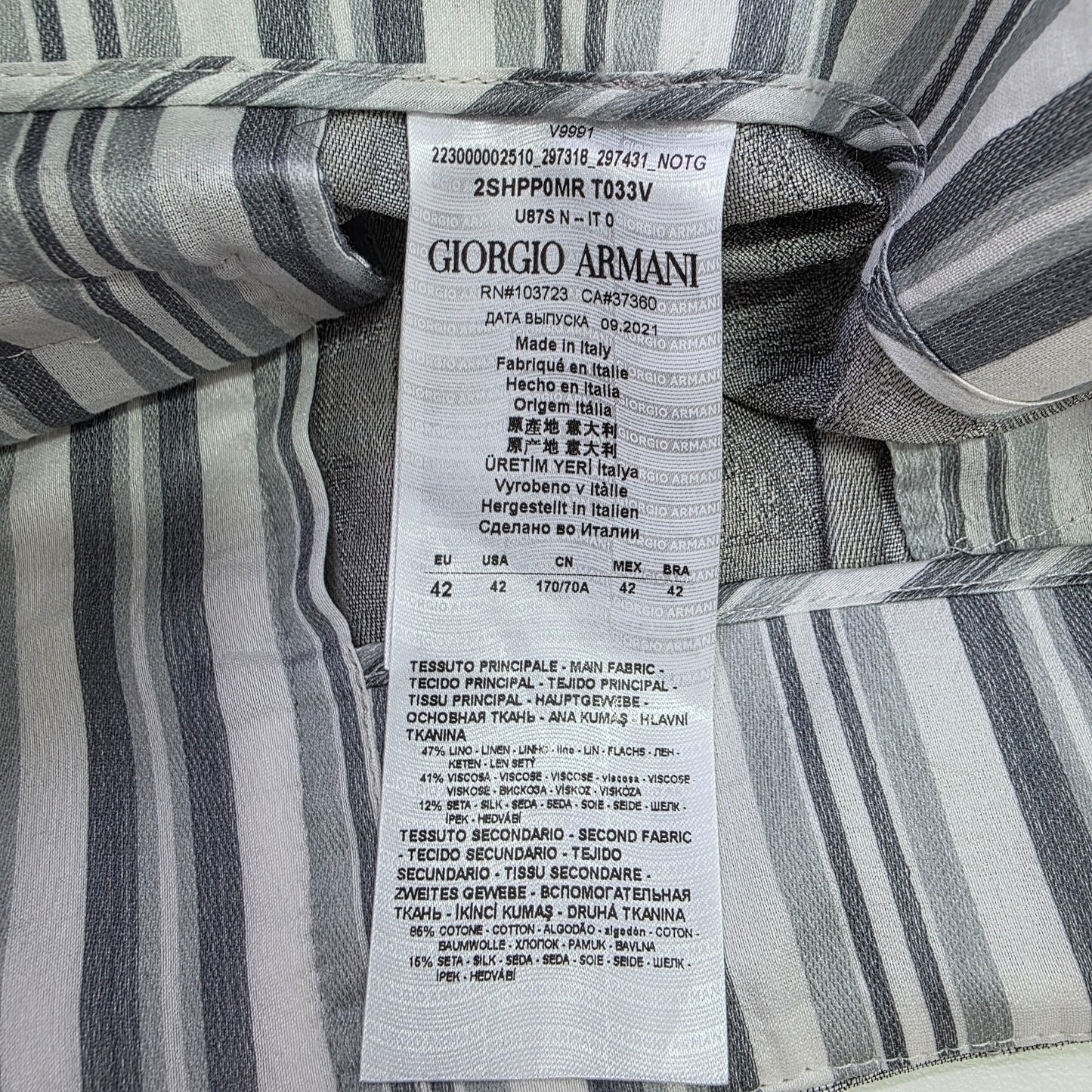 Giorgio Armani Check Motif Concealed Trousers Grey Wide Pleats Pants 42 BNWT