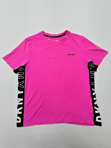 DKNY Women Pink Sport Logo T-Shirt Cotton Blend Size M Regular