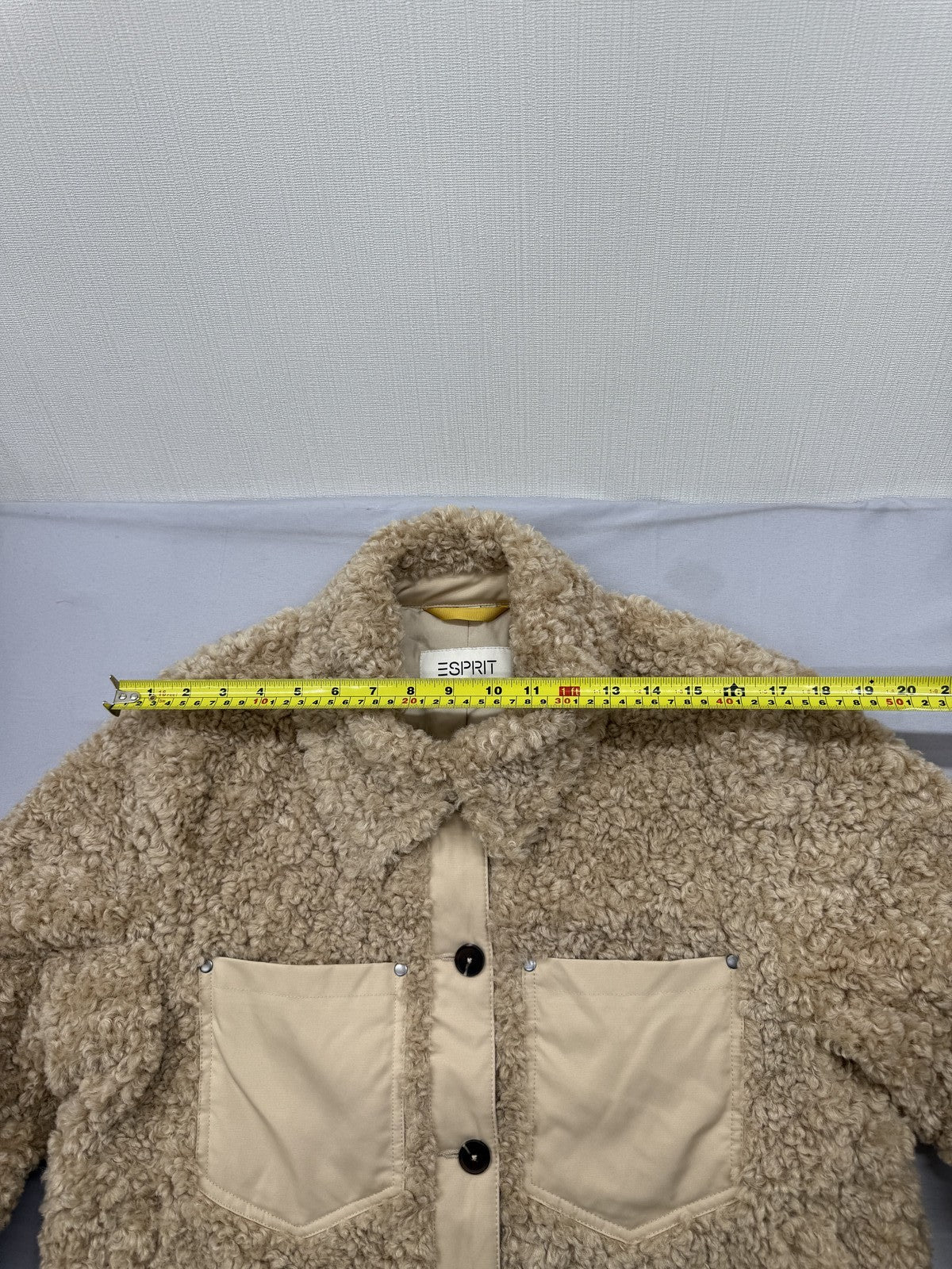 Esprit Women's XL Teddy Fur Biker Jacket Natural Winter