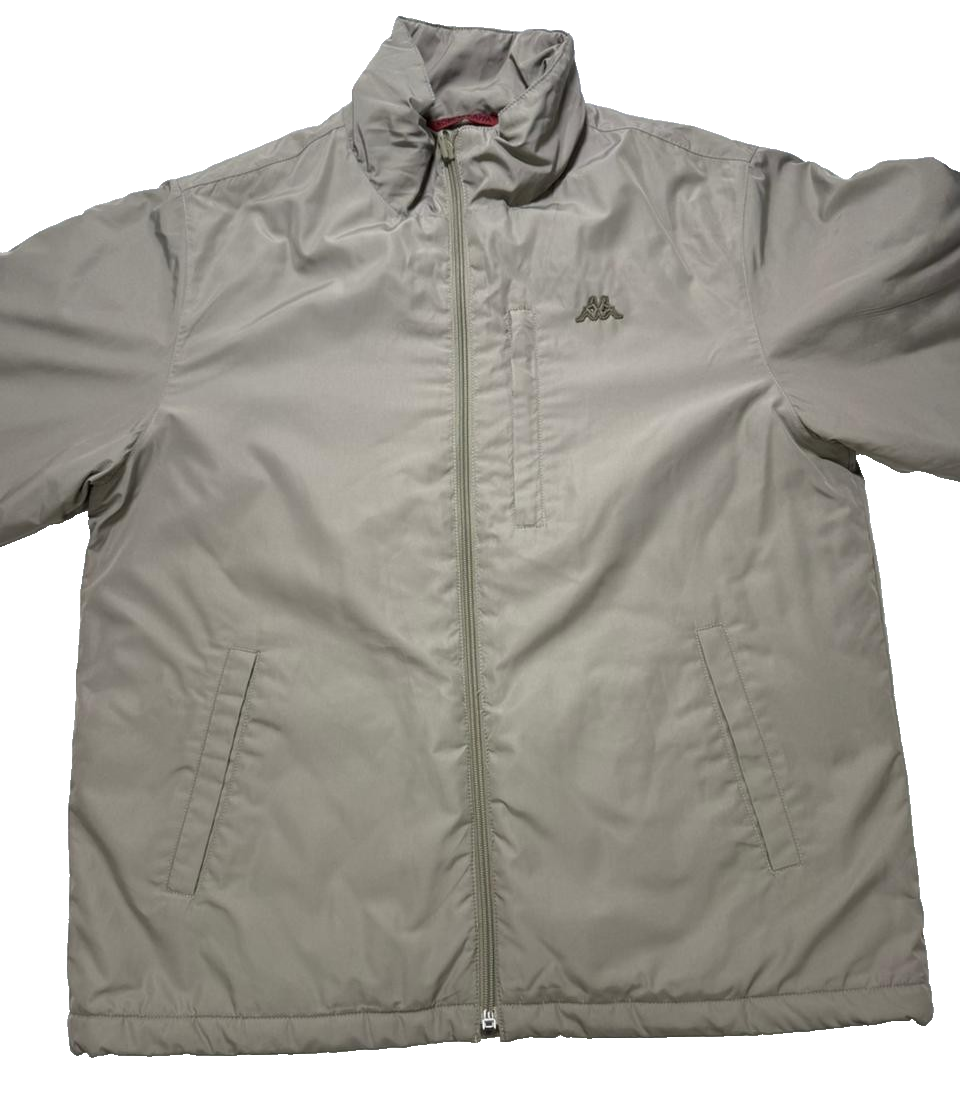 Men's Kappa Beige Full Zip Jacket Windbreaker Coat Top - Size L