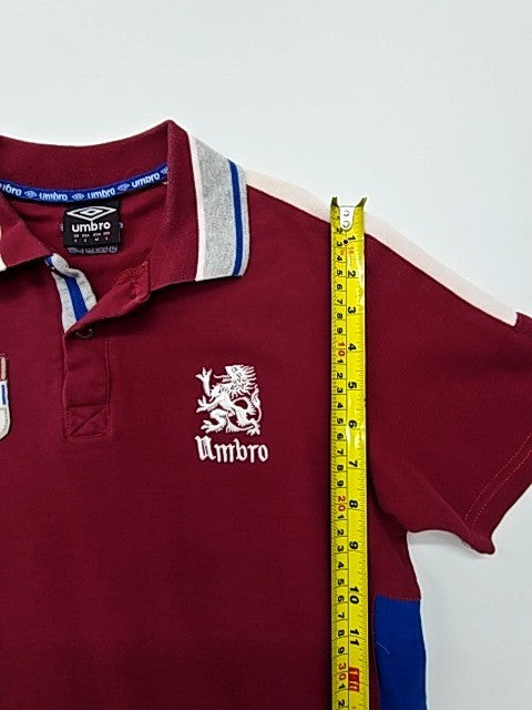 UmbrO Boys Maroon Colorblock Polo Shirt Size S Embroidered Logo Button Up