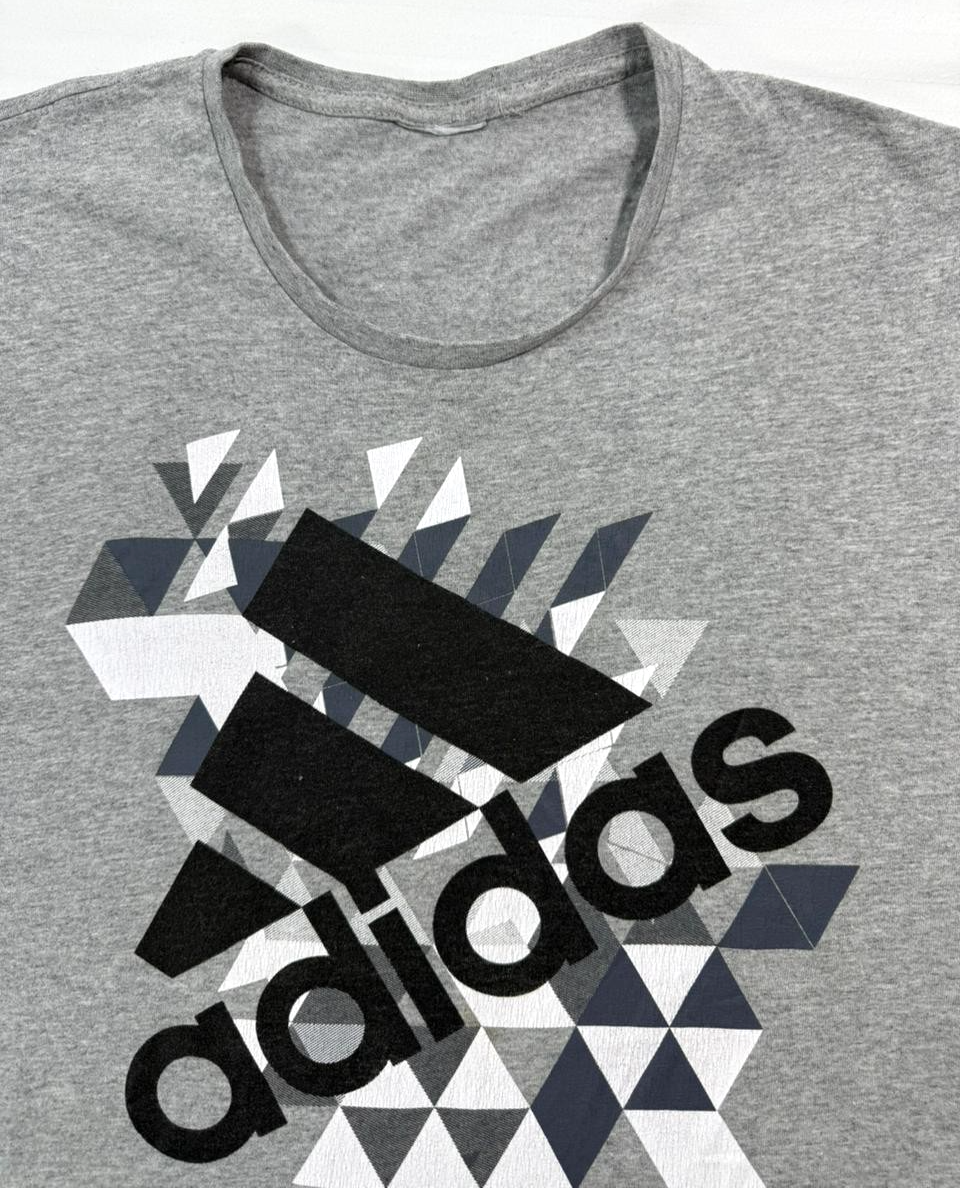 Grey Adidas Essentials Big Logo Tee For Men - Size S