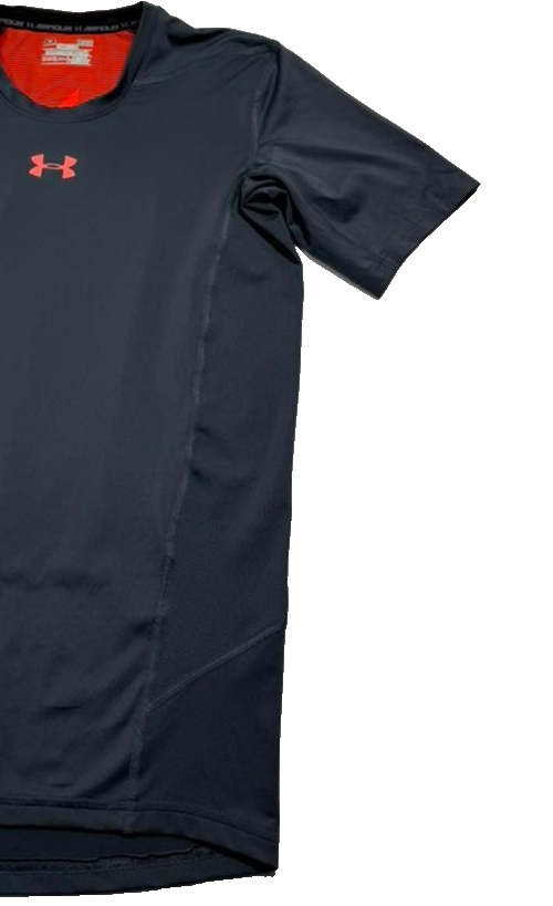 Under Armour Gray Compression Shirt, Men's L, Heatgear Short Sleeve Top