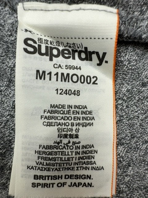 Superdry Vintage Stripe Jersey Grey Marl Polo Shirt M Short Sleeve