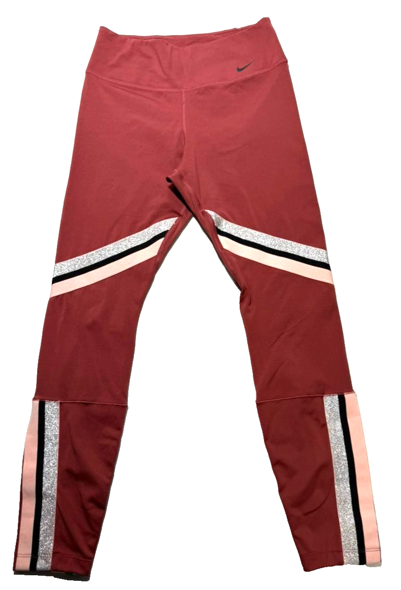 Nike One Icon Clash Women's Tights In A Red Color With Pink And Silver Glitter