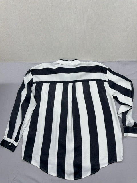 Ole by Koton Striped Long Sleeve Shirt Sz 38 EUR Black/White Collar