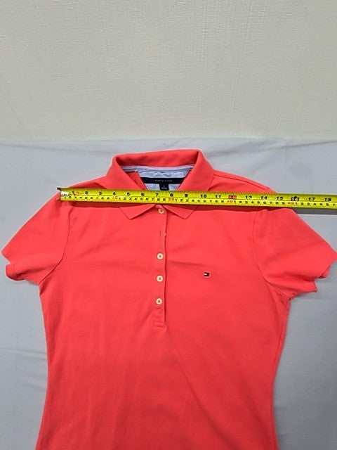 Tommy Hilfiger Women's Red M Short Sleeve Cotton Pique Polo Shirt