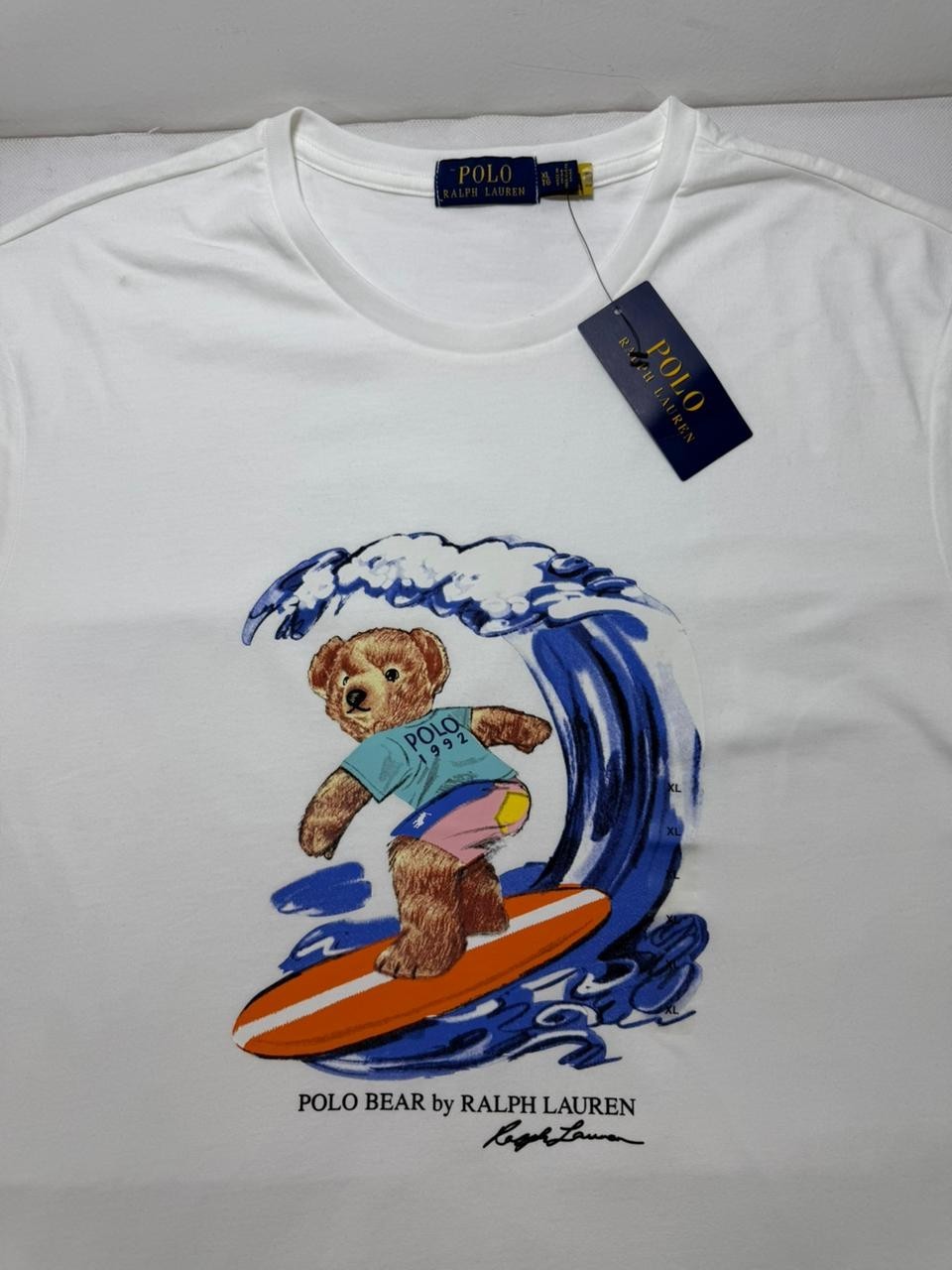 Polo Ralph Lauren Men Polo Bear Surfing Crew Neck T-Shirt White | XL