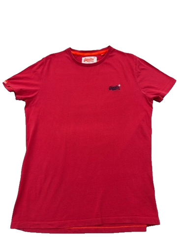 Superdry Men's XL Red Short Sleeve T-Shirt Crew Neck Embroidered Logo