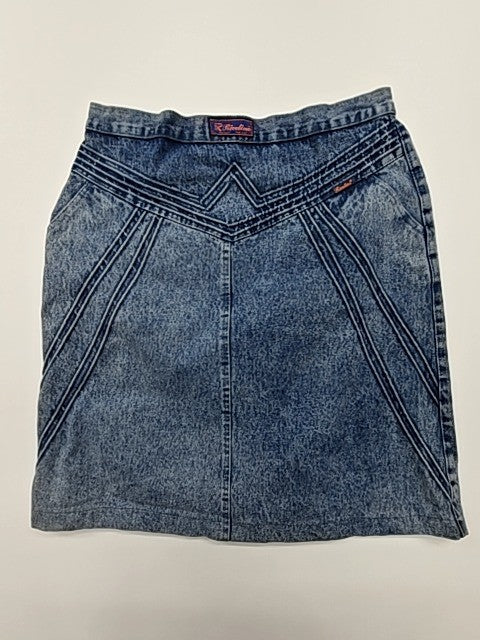 Riverlina Women's Blue Denim Knee-Length Skirt Size 50 Vintage