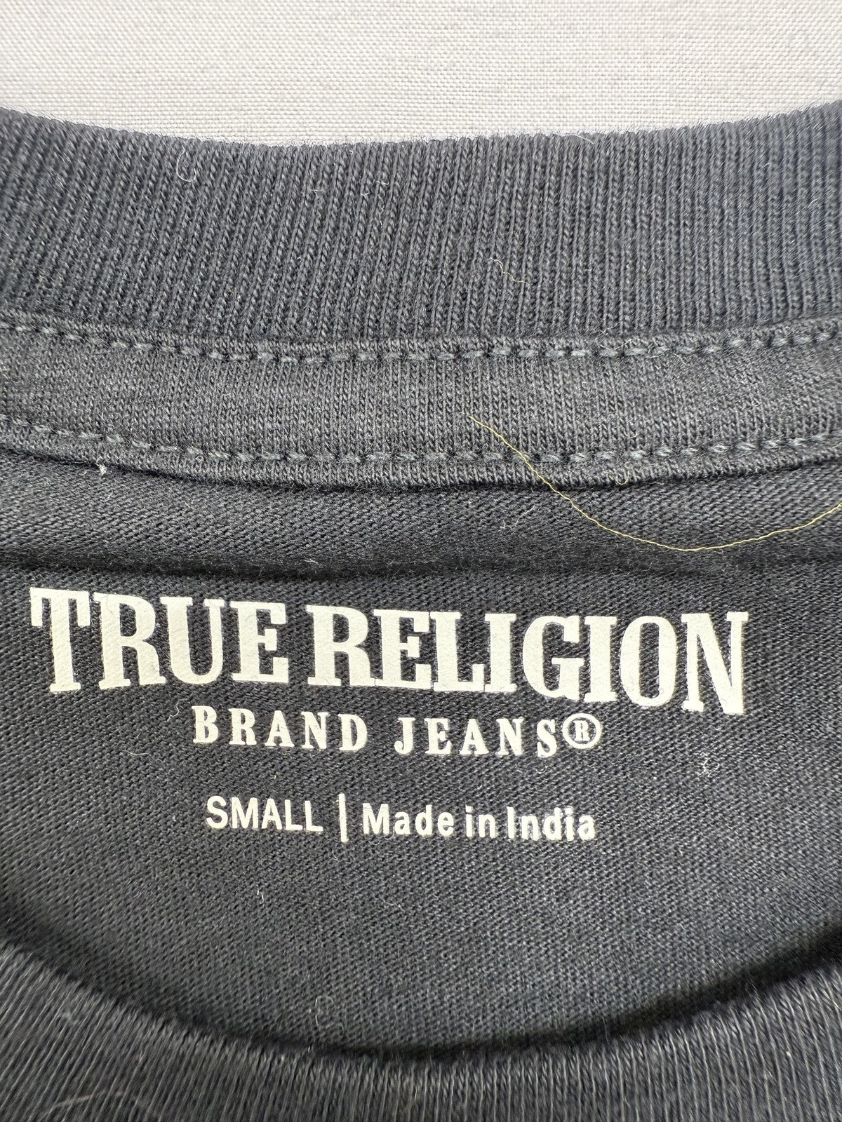 True Religion Women's Black Logo Graphic Tee Small Cotton Crew Neck