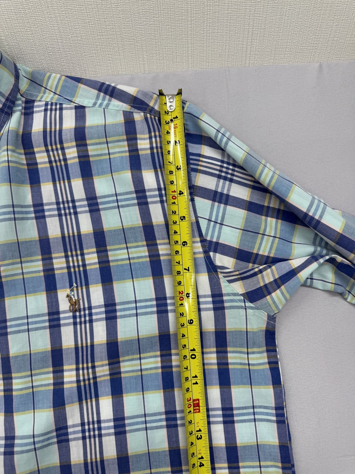 Polo Ralph Lauren Men's Blue Plaid Cotton Long Sleeve Button Down Shirt