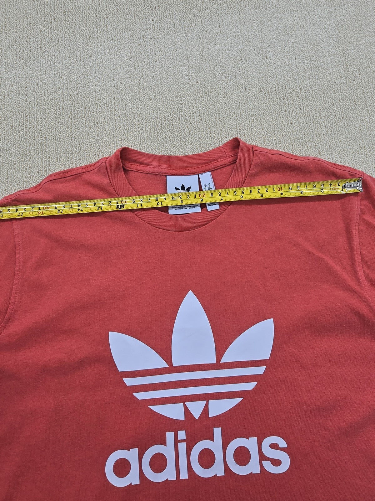 Adidas Men's Red T-Shirt Large Cotton Crew Neck 3 Stripes