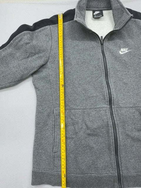 Nike Men's L Grey Full-Zip Fleece Hoodie Swoosh Long Sleeve