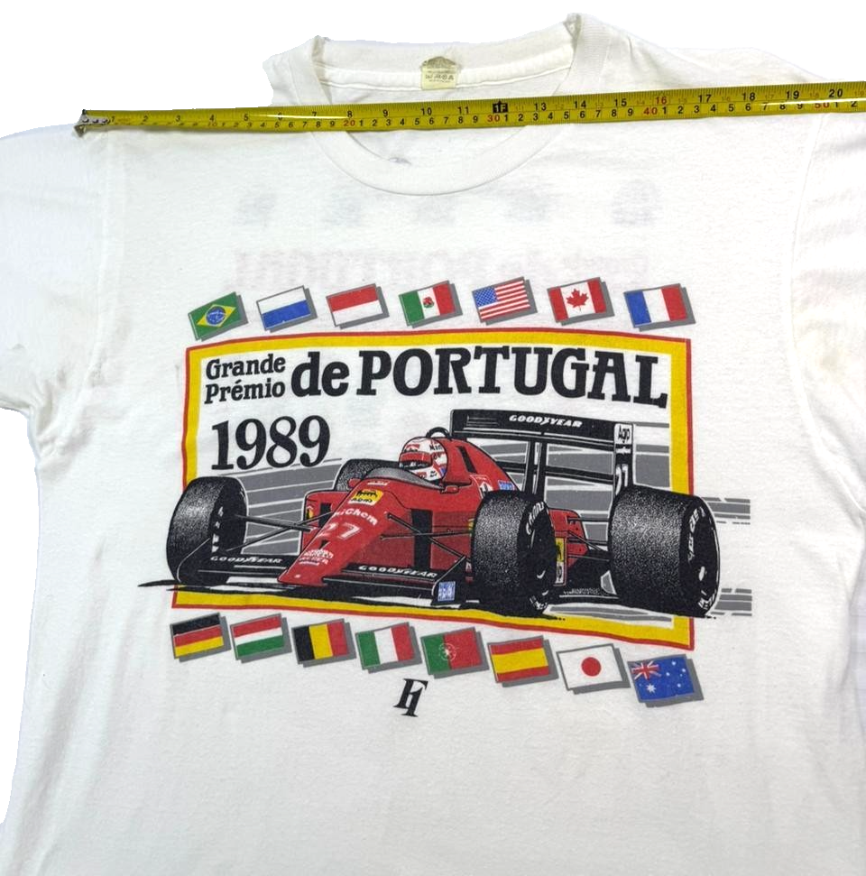 Screen Stars T-Shirt For Men Grande Premio De Portugal F1 Racing In White - XL