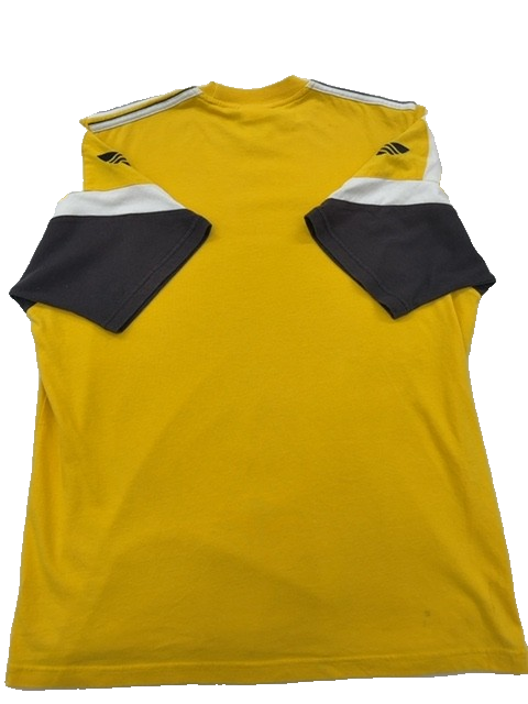 Adidas Men's Yellow Striped Short Sleeve T-Shirt XL 3 Stripes