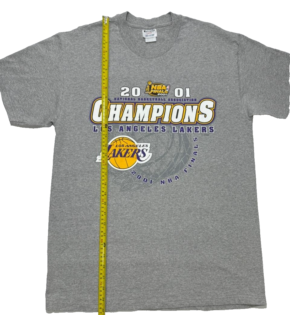 2001 Lakers Nba Finals Championship T-Shirt Men's | Size: L | Gray | Short Sleeve