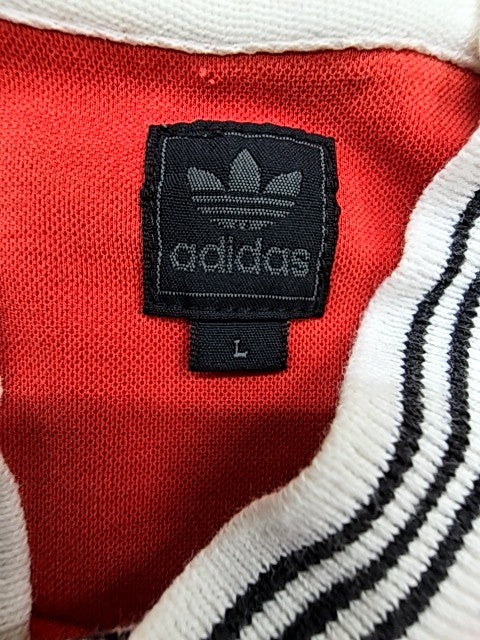 Adidas Red Striped Soccer Jersey L Short Sleeve V-Neck Polyester