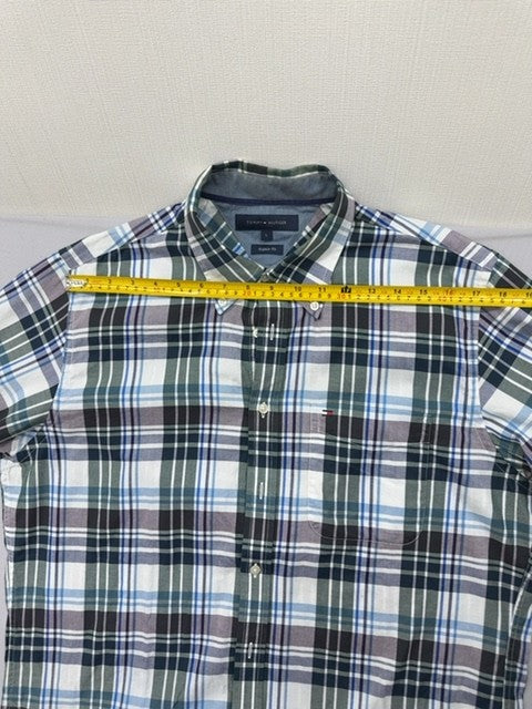Tommy Hilfiger Men's L Regular Fit Long Sleeve Plaid Cotton Button-Down Shirt