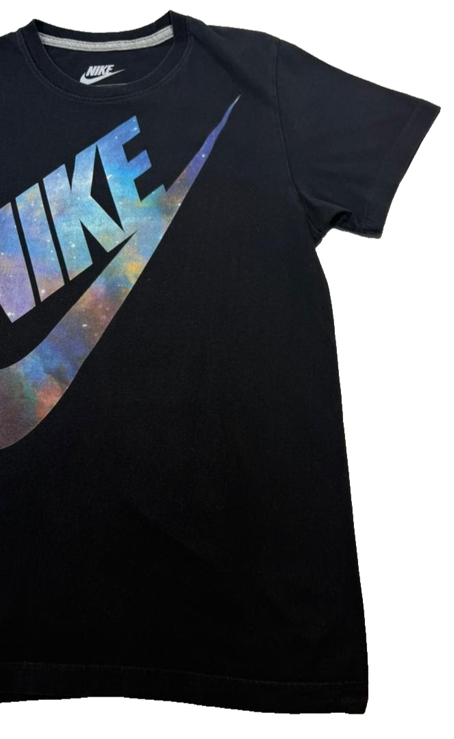 Nike Men's Black Galaxy Swoosh Graphic T-Shirt Slim Fit Short Sleeve Size M