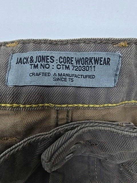 Jack & Jones Men Stone Washed Straight Jeans 33x34 Mid Rise Grey