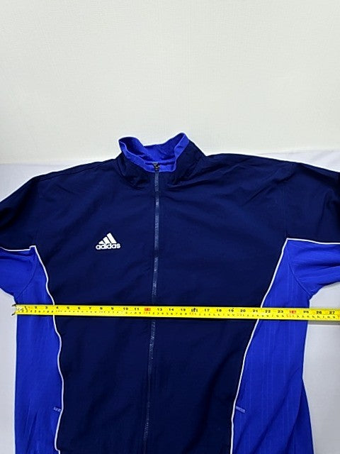 Adidas Men's Navy Blue Track Jacket L 3-Stripes Full Zip Poly