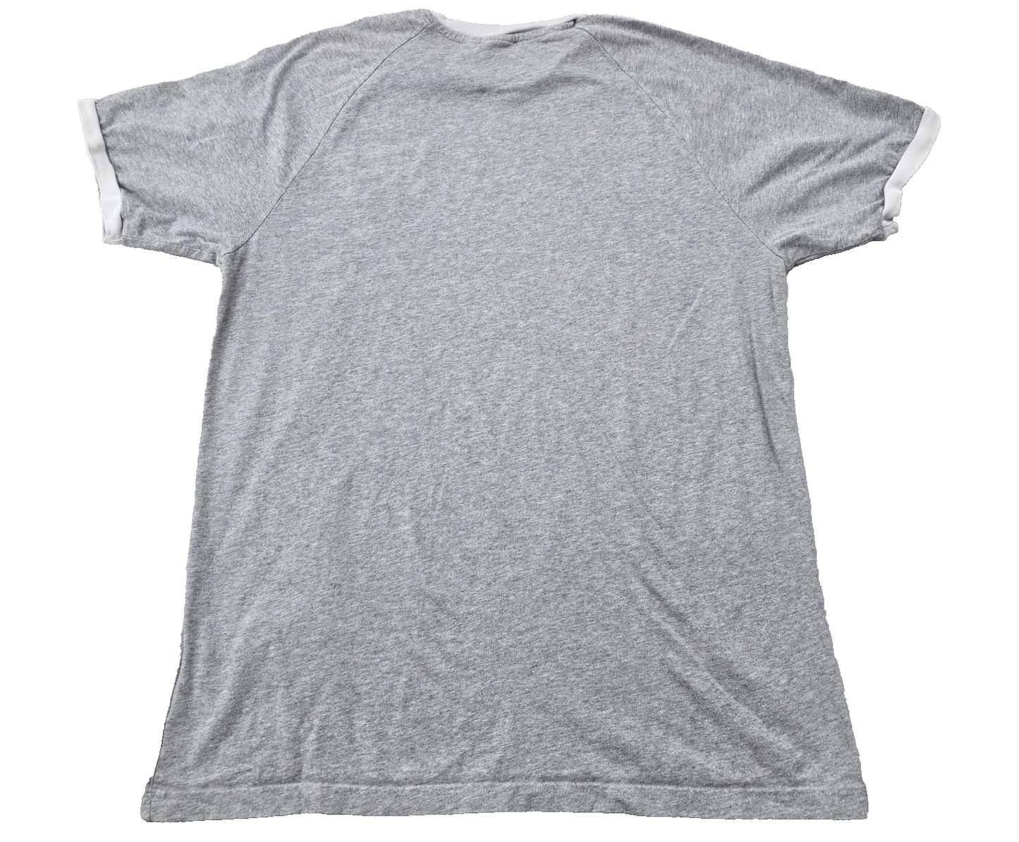 Adidas Men's Grey Striped Short Sleeve T-Shirt Size L Cotton Slim Fit