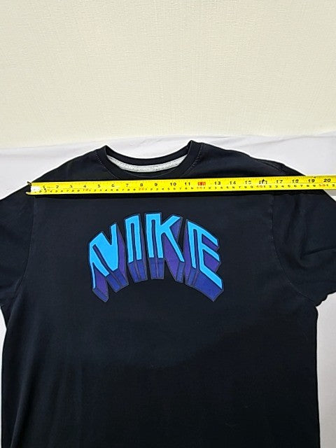 Nike Men's Black Cotton Crew Neck T-Shirt Size L Logo Standard Fit