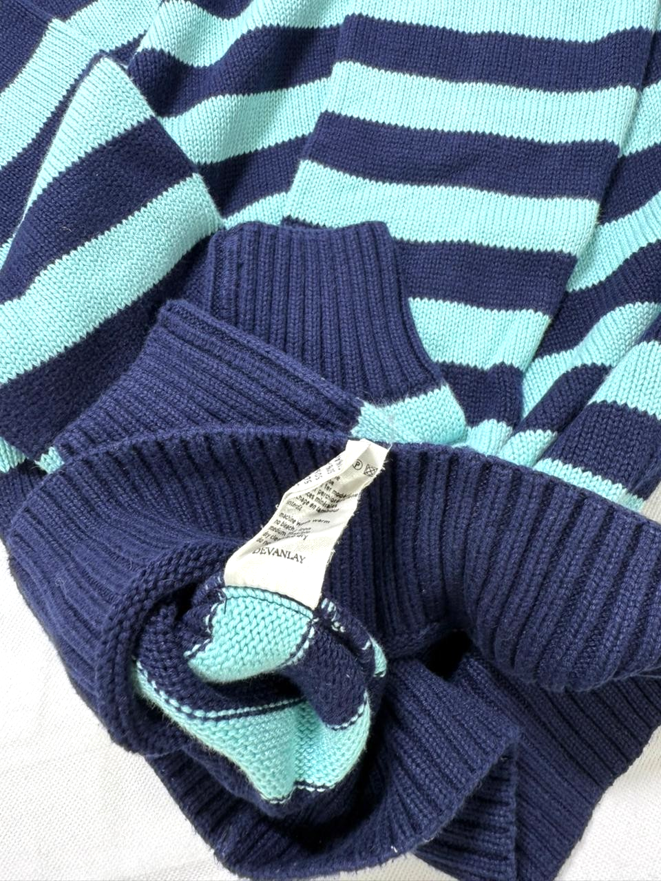 Lacoste V-Neck Sweater Striped Stripes Long Sleeve - Size 40