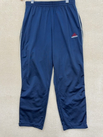 Adidas Men's Navy 3 Stripes Track Pants Size L Tapered