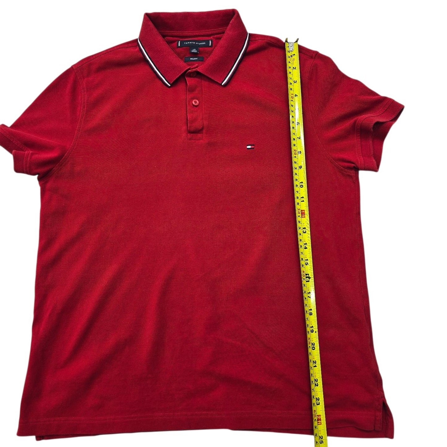 Tommy Hilfiger Men's Red Tipped Collar Polo Shirt Size L/G