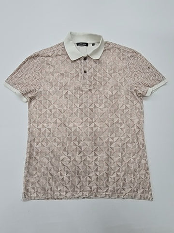 Pierre Cardin Boys Beige Geometric Polo Shirt Size M Regular Condition
