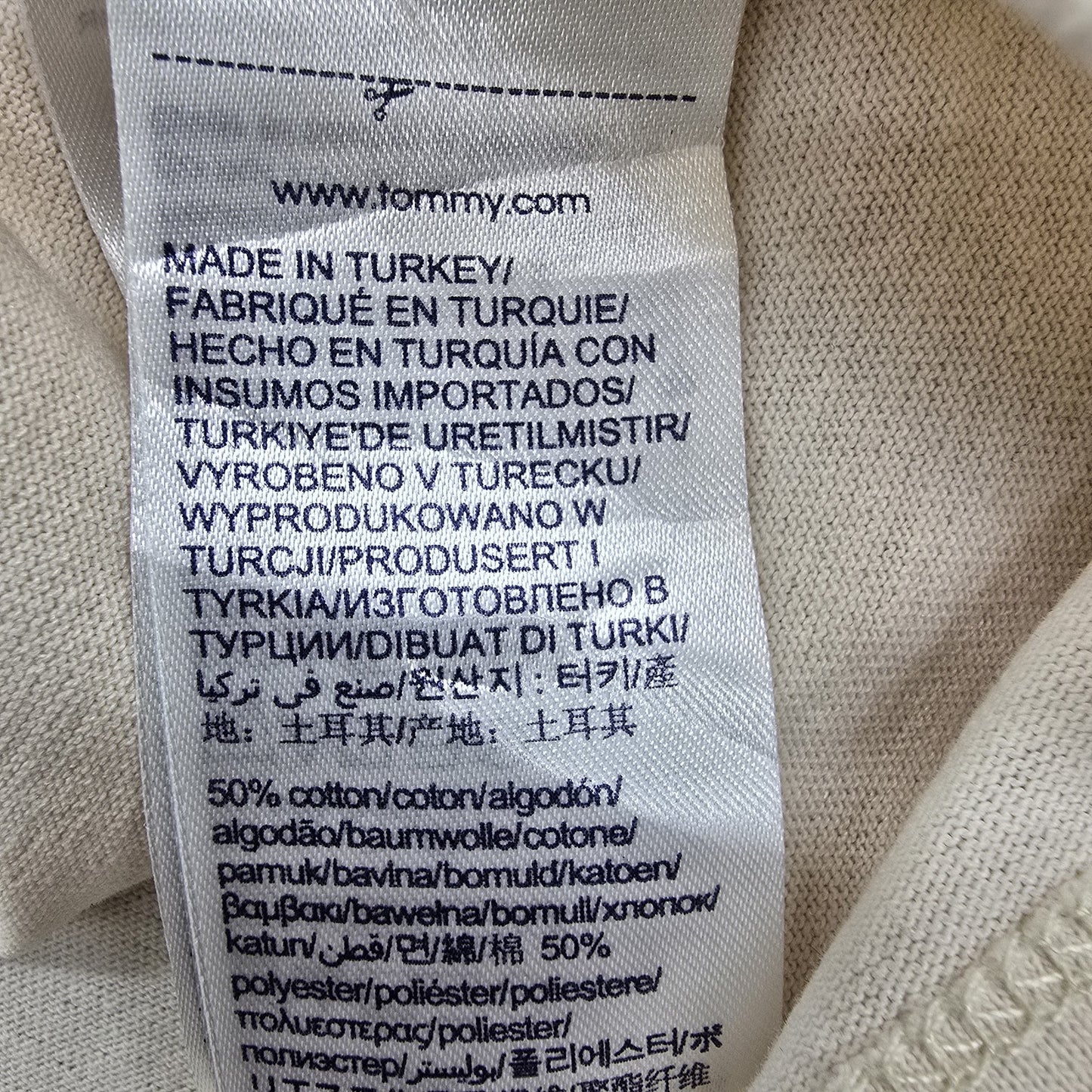 Tommy Jeans Cream XS Crew Neck T-Shirt Embroidered Logo