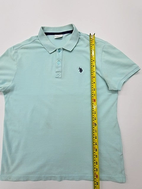 U.S. Polo Assn Men Light Blue Cotton Polo Shirt Size L Regular