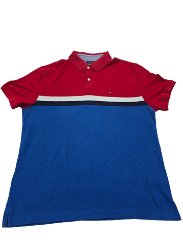 Tommy Hilfiger Men's Colorblock Polo Shirt Red Blue White Size XL