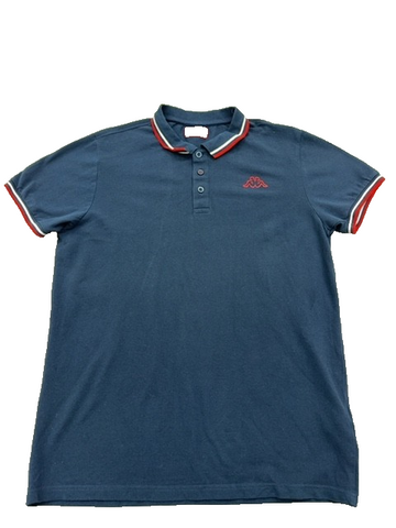 Kappa Men's Navy Polo Shirt XL Short Sleeve Red White Trim Cotton