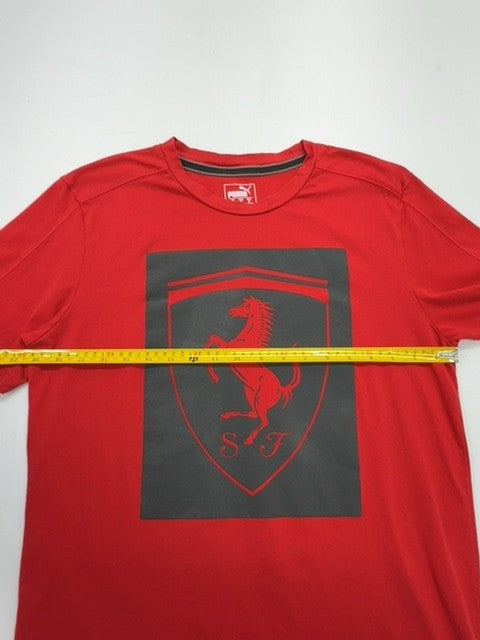 PUMA Men Red Graphic Logo T-Shirt Size M Regular Crew Neck Cotton Jersey