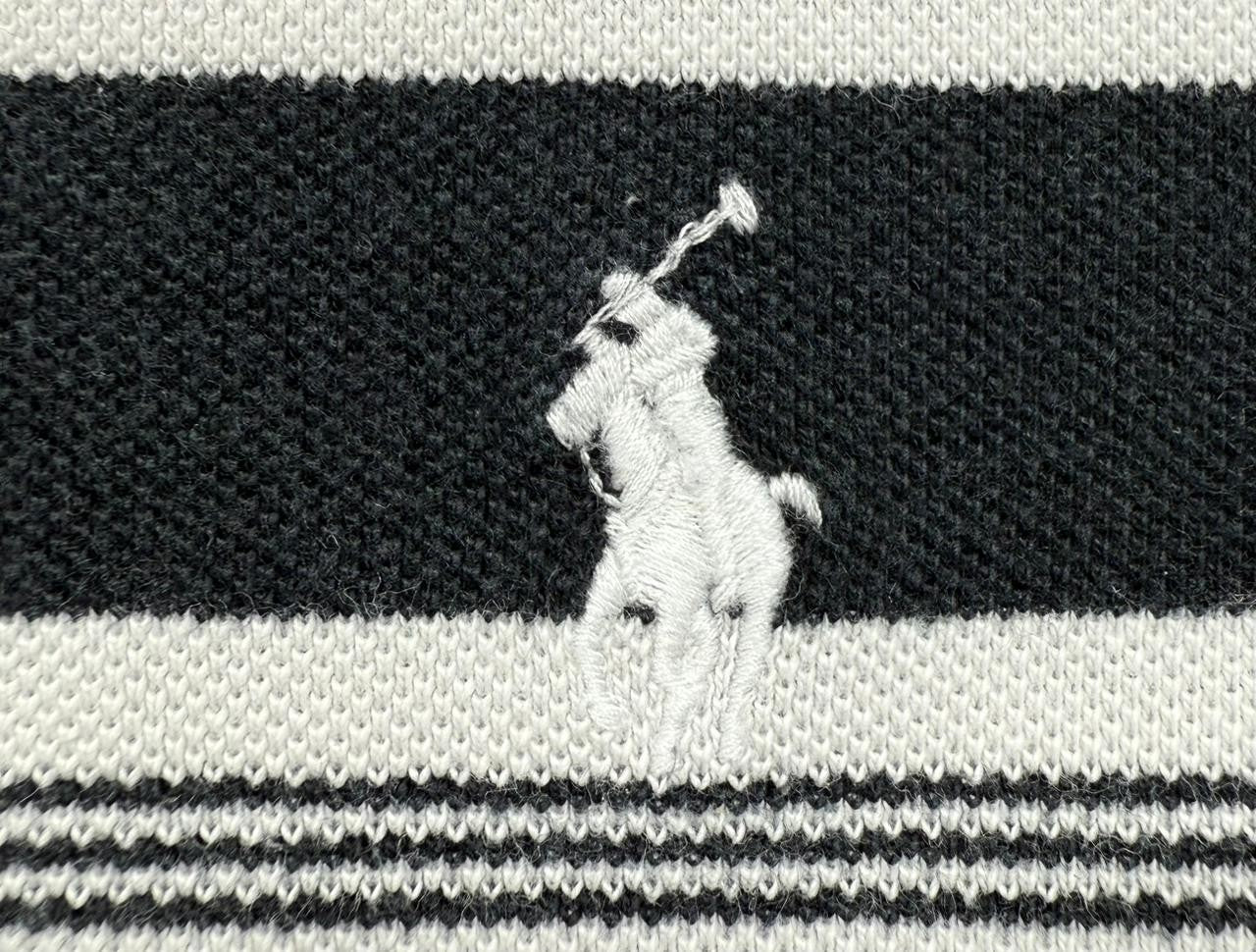 Polo Ralph Lauren Custom Fit Striped Polo Shirt XL Black White