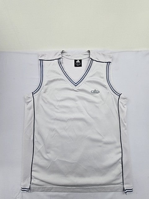 Adidas Men's XXL White Striped V-Neck Mesh Tank Top