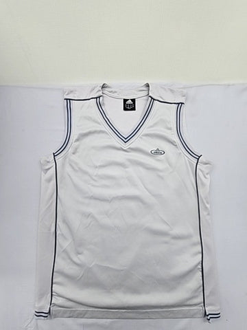 Adidas Men's XXL White Striped V-Neck Mesh Tank Top
