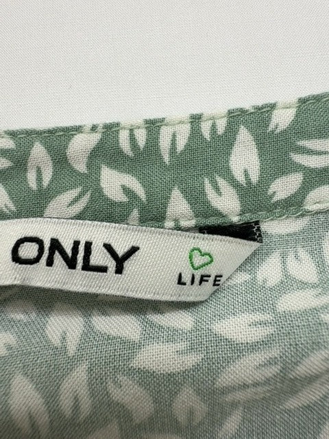 Only Life Green Floral A-Line Midi Dress S Casual Spring