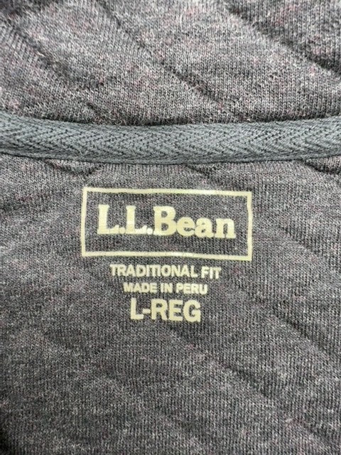 L.L.Bean Men's Quilted Gray L Pullover Hoodie Quarter Zip L-Reg