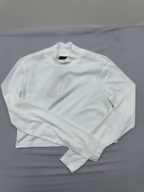 North Face Women's XS White Long Sleeve Crop Turtleneck Top Cotton