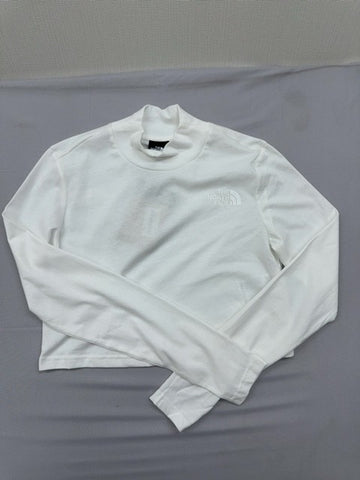 North Face Women's XS White Long Sleeve Crop Turtleneck Top Cotton