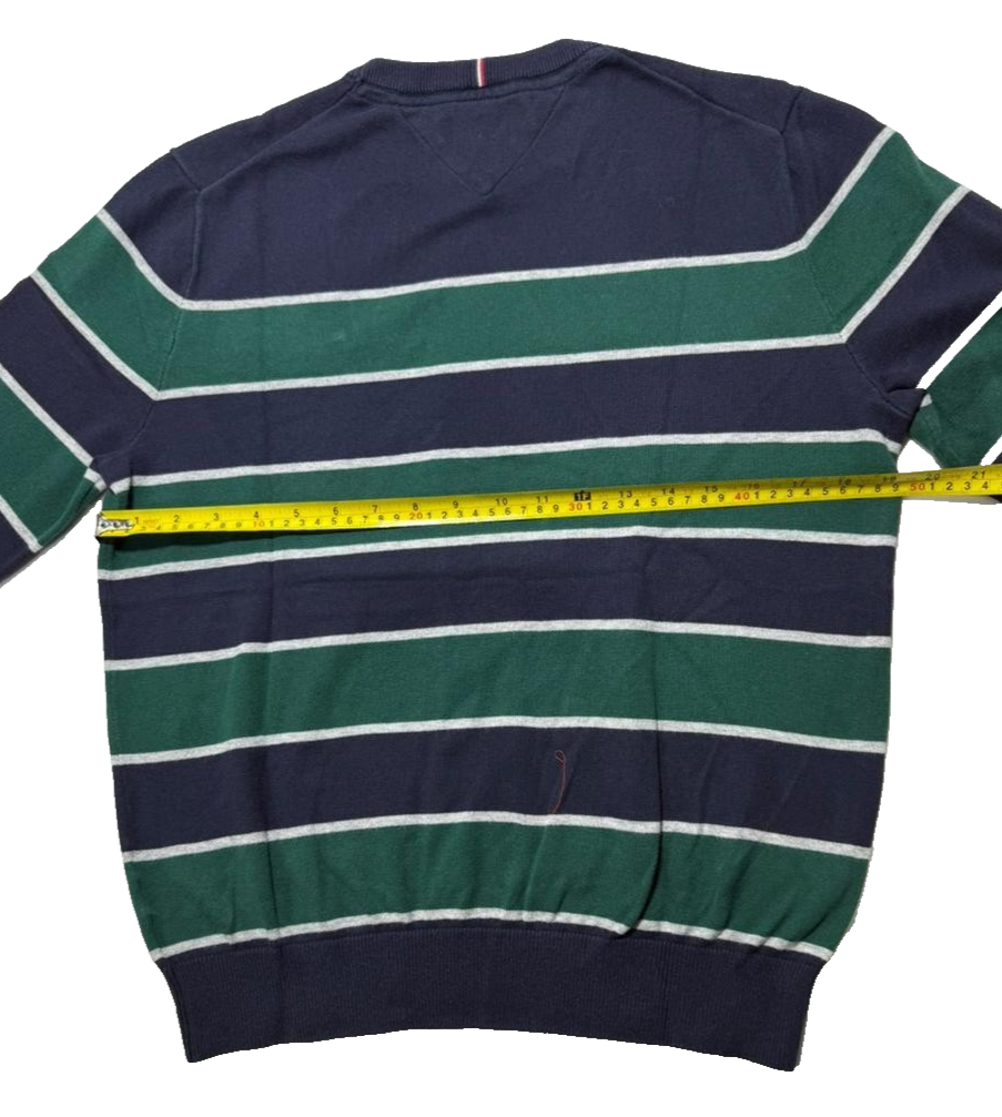 Tommy Hilfiger Men's Striped Crewneck Sweater Navy Green Size L
