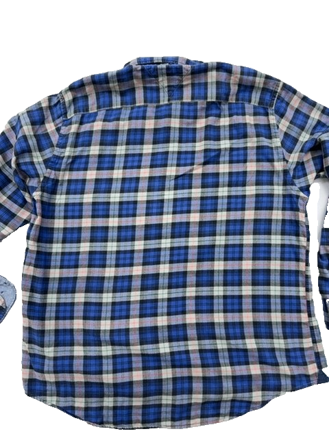 Tommy Hilfiger Men's XXL Blue Multi Plaid Flannel Long Sleeve Button Down Shirt
