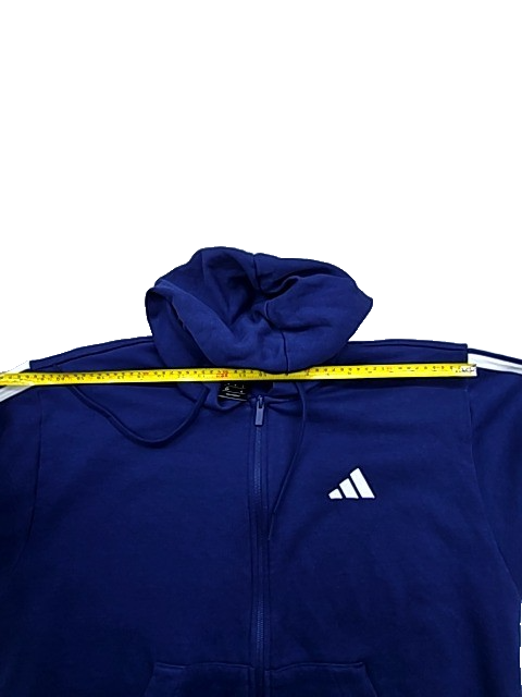 Adidas Men's Navy Zip Up Hoodie Size M Long Sleeve Stripes